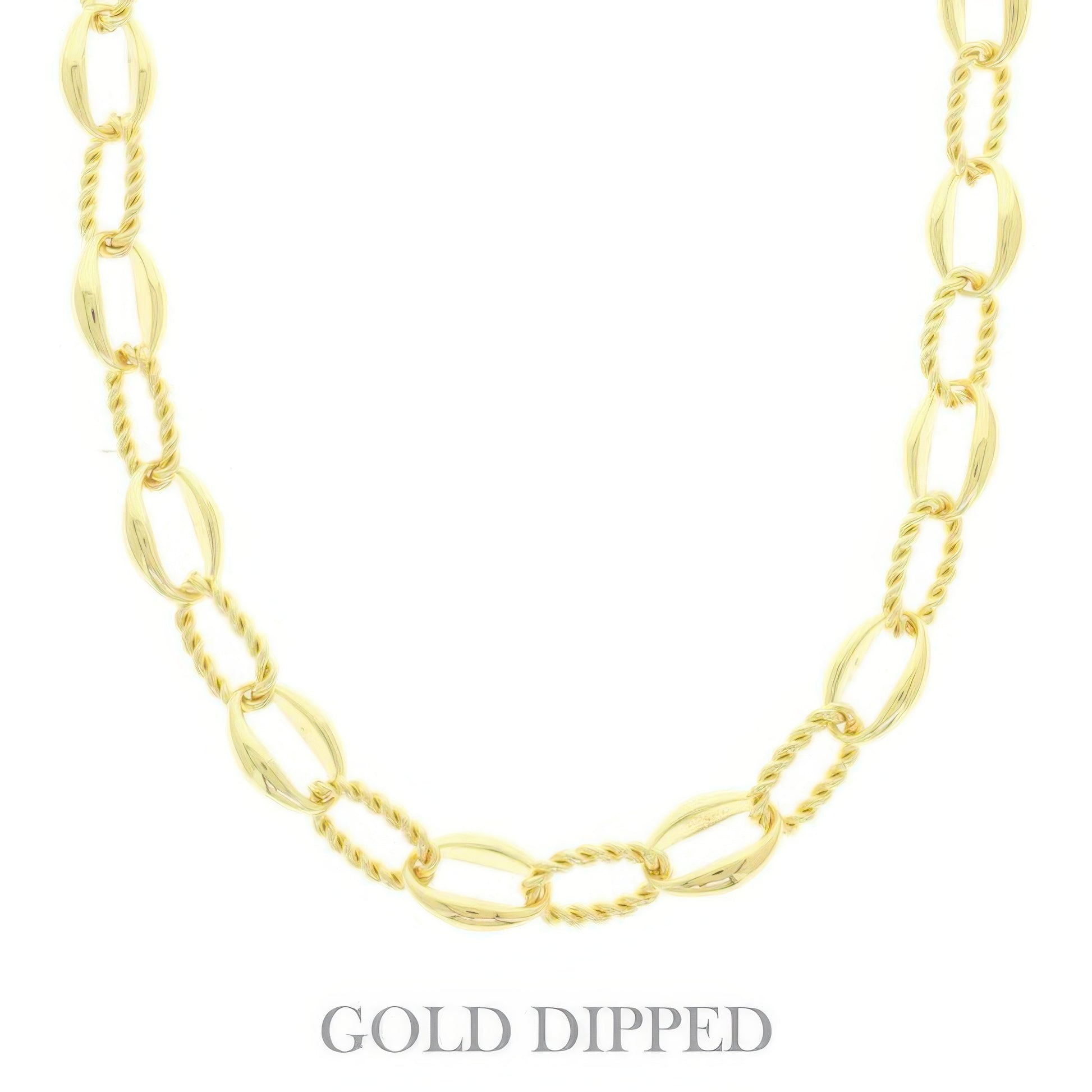 Gold Plated Textured Chain Necklace - Tigbul's Variety Fashion Shop
