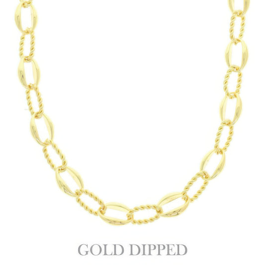 Gold Plated Textured Chain Necklace - Tigbul's Variety Fashion Shop
