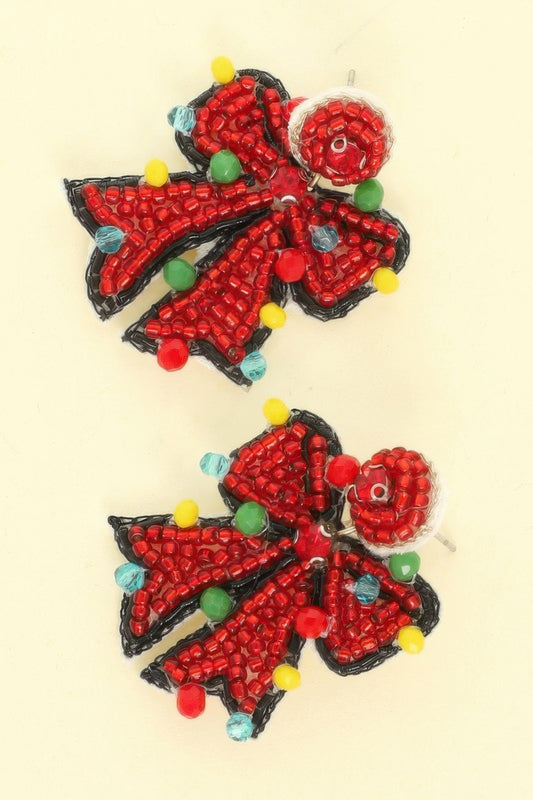 Christmas Bow Post Dangle Earrings - Tigbul's Variety Fashion Shop