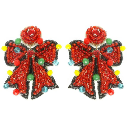 Christmas Bow Post Dangle Earrings - Tigbul's Variety Fashion Shop