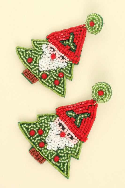 Christmas Santa Tree Post Earrings - Tigbul's Variety Fashion Shop