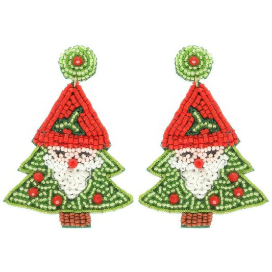 Christmas Santa Tree Post Earrings - Tigbul's Variety Fashion Shop