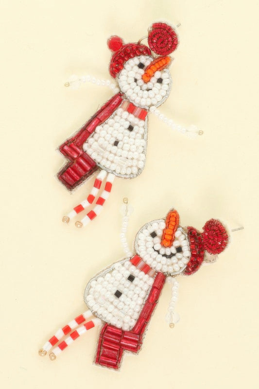 Christmas Scarfed Snowman Post Earrings - Tigbul's Variety Fashion Shop