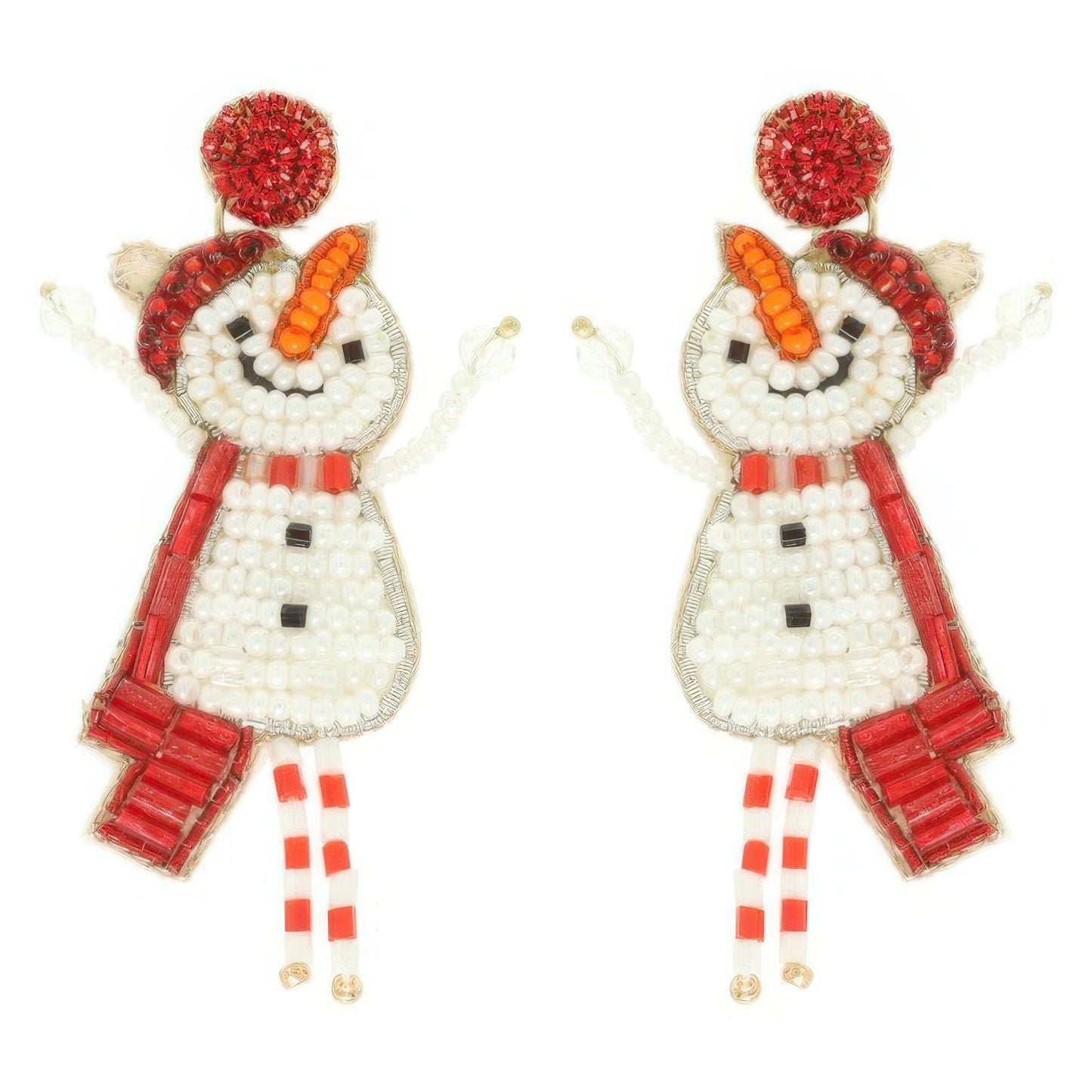 Christmas Scarfed Snowman Post Earrings - Tigbul's Variety Fashion Shop