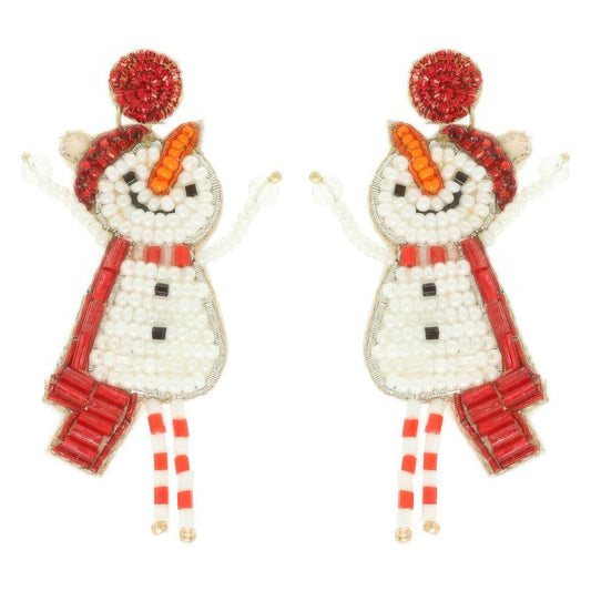 Christmas Scarfed Snowman Post Earrings - Tigbul's Variety Fashion Shop