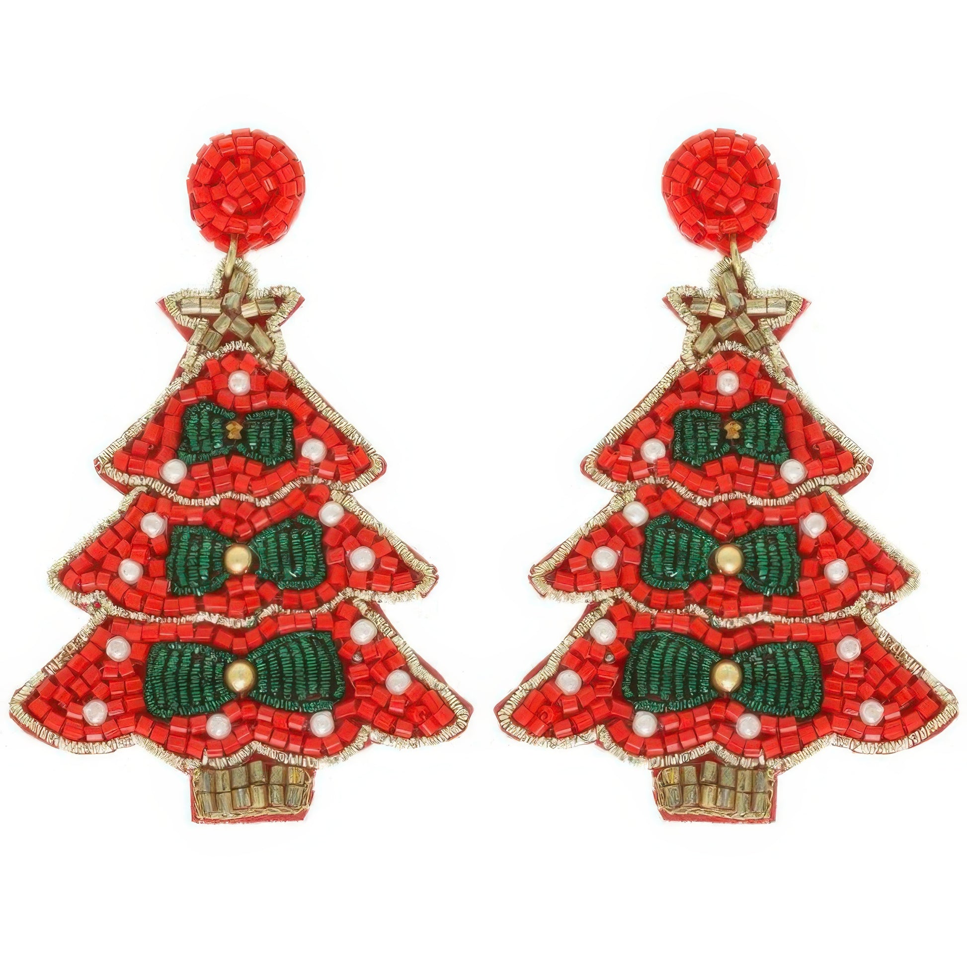 Jeweled Christmas Tree Post Earrings - Tigbul's Variety Fashion Shop