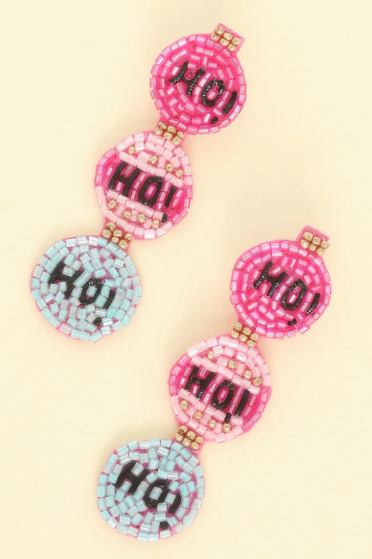 Christmas Hohoho Beaded Earrings - Tigbul's Variety Fashion Shop