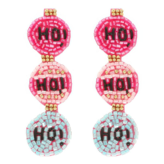 Christmas Hohoho Beaded Earrings - Tigbul's Variety Fashion Shop