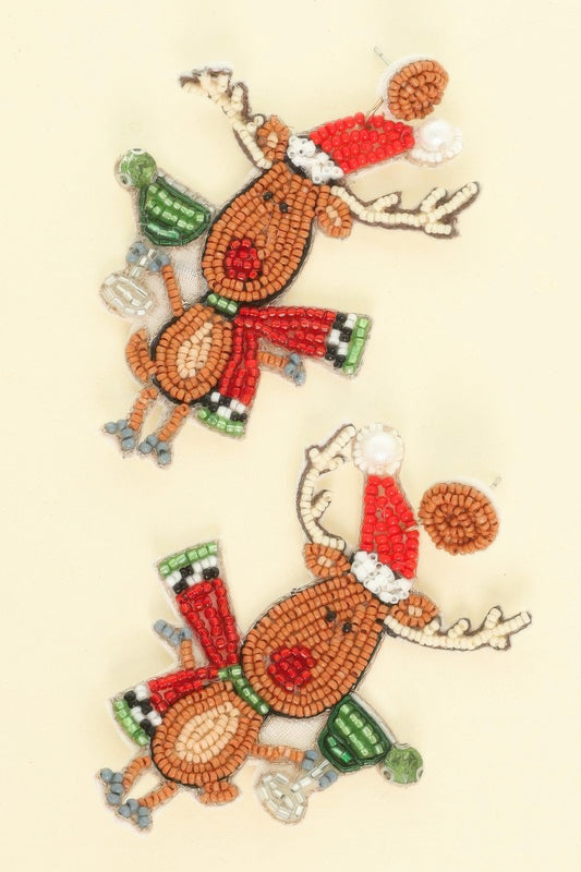 Christmas Festive Reindeer Post Earrings - Tigbul's Variety Fashion Shop