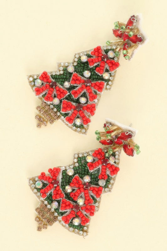 Bejeweled Christmas Tree Post Earrings - Tigbul's Variety Fashion Shop