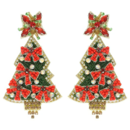 Bejeweled Christmas Tree Post Earrings - Tigbul's Variety Fashion Shop