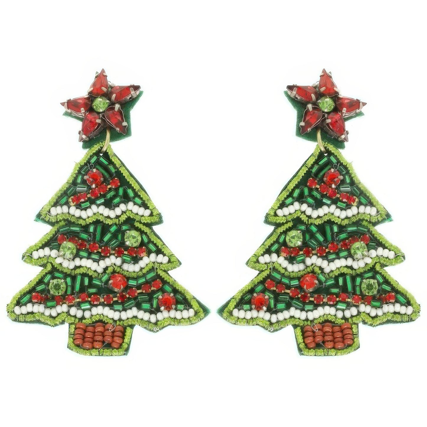 Christmas Tree Seed Beaded Post Earrings - Tigbul's Variety Fashion Shop