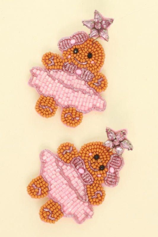 Christmas Gingerbread Ballerina Beaded Earrings - Tigbul's Variety Fashion Shop