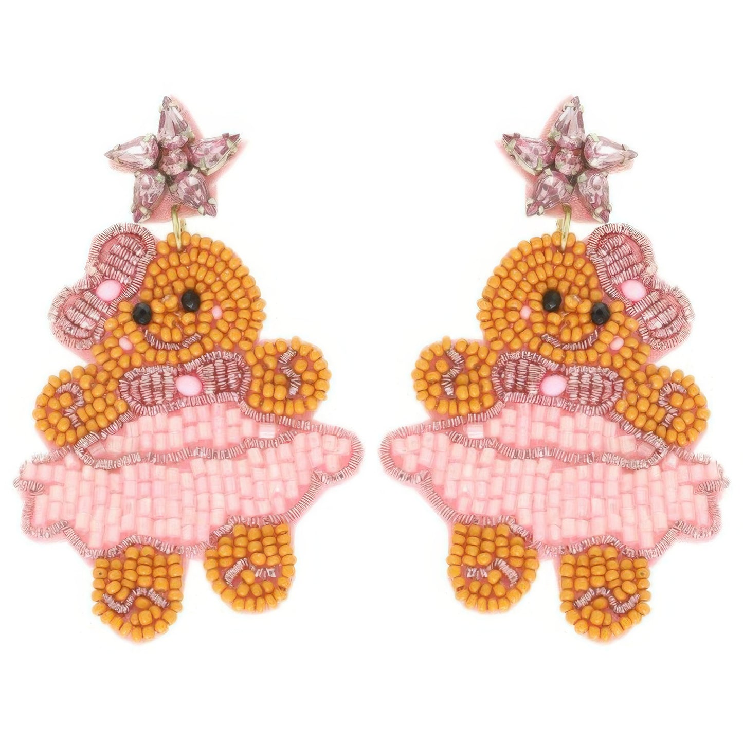 Christmas Gingerbread Ballerina Beaded Earrings - Tigbul's Variety Fashion Shop