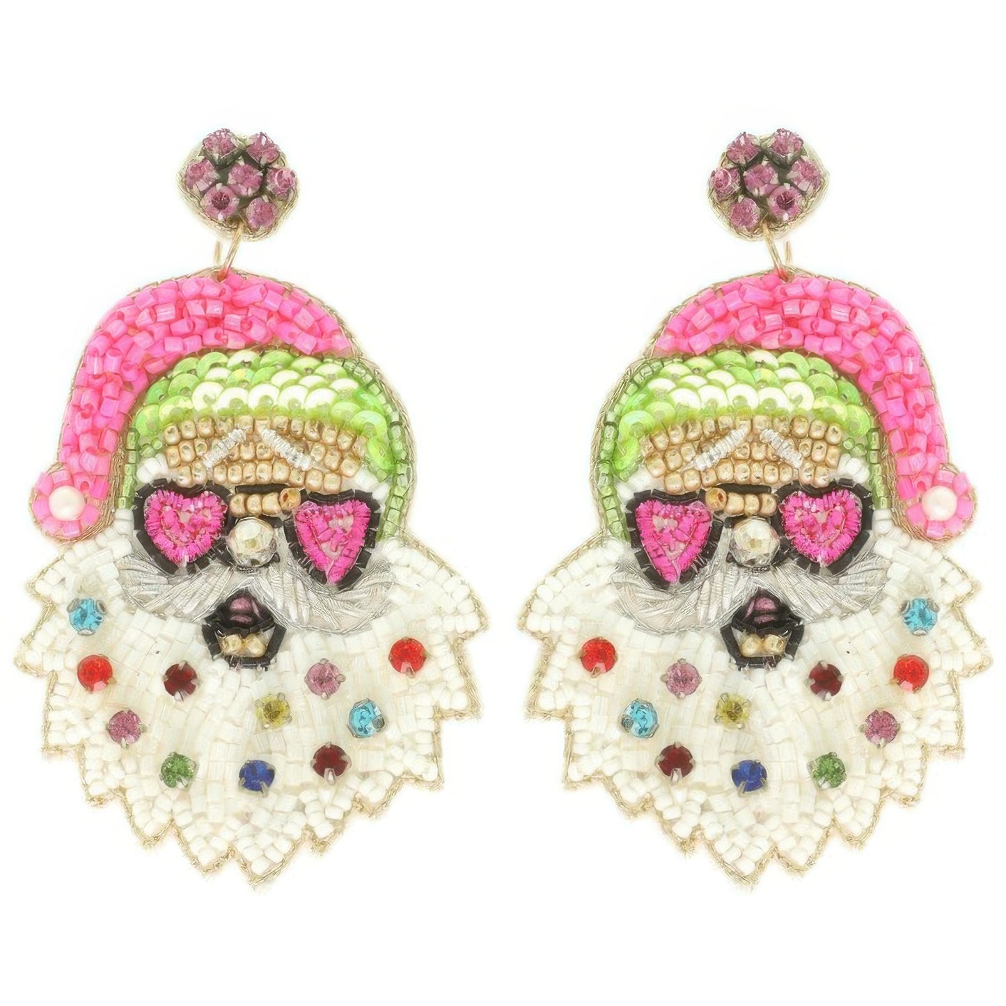 Christmas Santa With Heart Glasses Earrings - Tigbul's Variety Fashion Shop