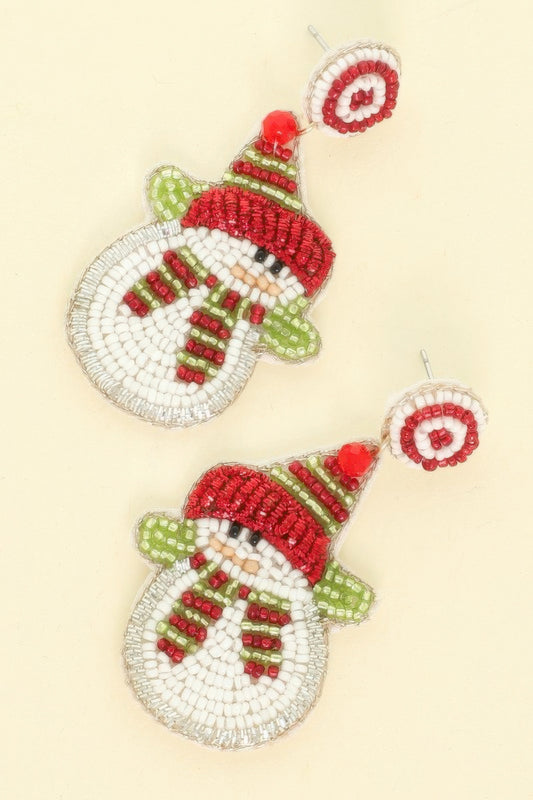 Christmas Scarfed Snowman Post Earrings - Tigbul's Variety Fashion Shop