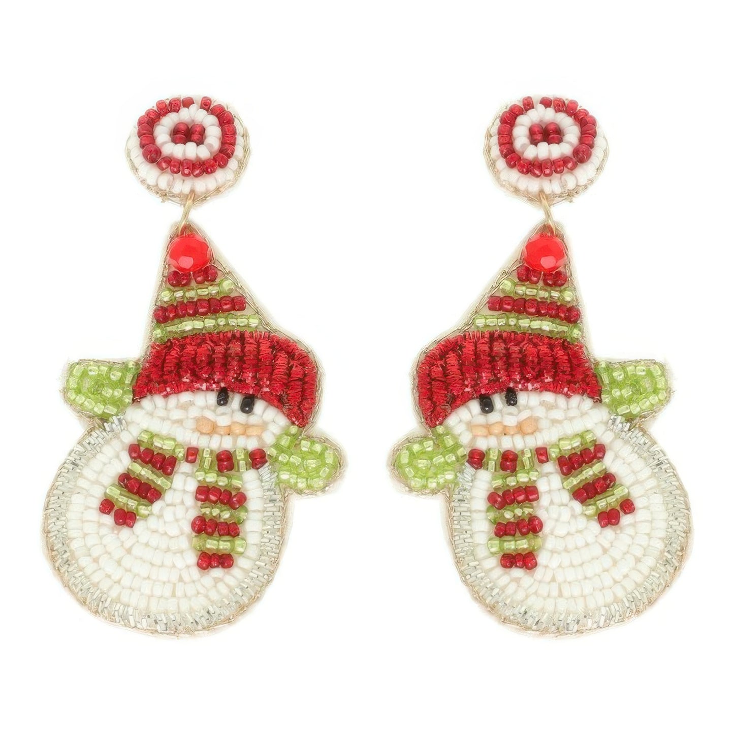Christmas Scarfed Snowman Post Earrings - Tigbul's Variety Fashion Shop