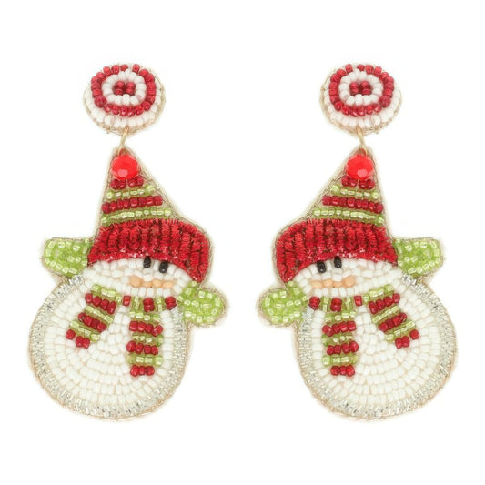 Christmas Scarfed Snowman Post Earrings - Tigbul's Variety Fashion Shop