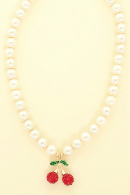 Red Cherry Pendant Pearl Necklace - Tigbul's Variety Fashion Shop