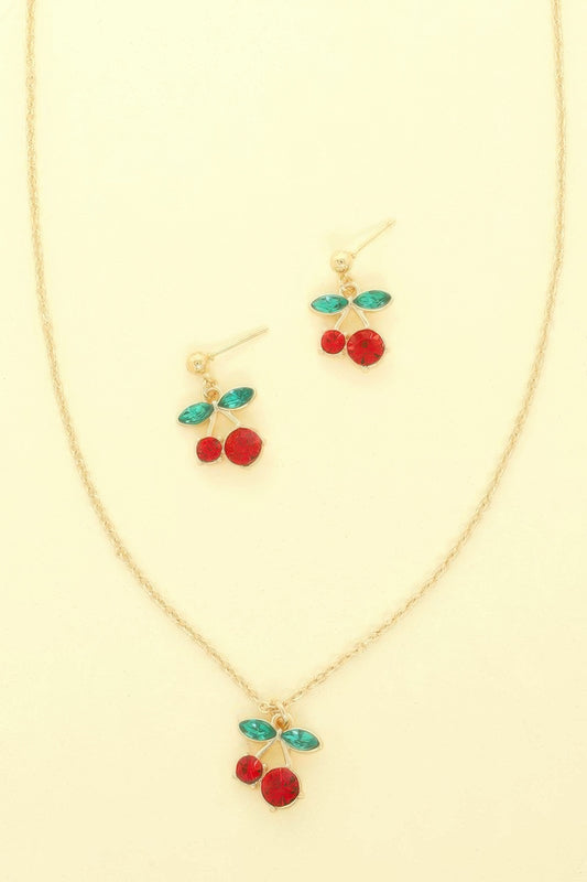 Red Cherry Pendant Necklace Set - Tigbul's Variety Fashion Shop