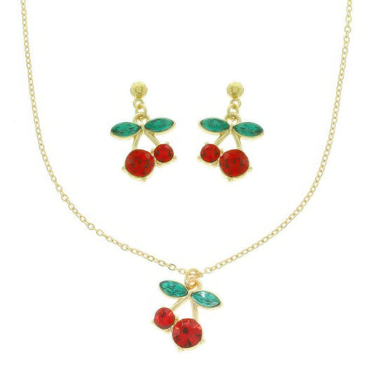 Red Cherry Pendant Necklace Set - Tigbul's Variety Fashion Shop