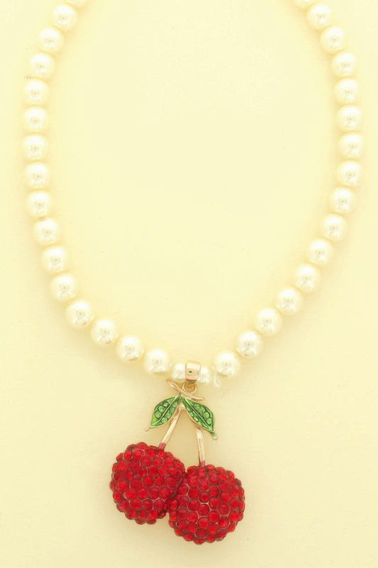 Red Cherry Pendant Pearl Necklace - Tigbul's Variety Fashion Shop