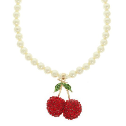Red Cherry Pendant Pearl Necklace - Tigbul's Variety Fashion Shop