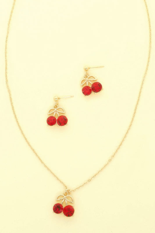 Red Cherry Pendant Necklace Set - Tigbul's Variety Fashion Shop