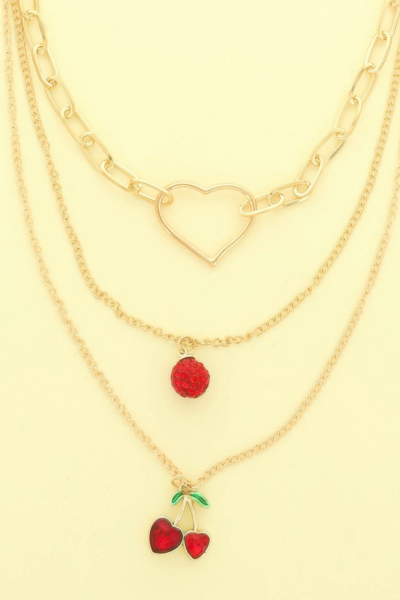 Jeweled Red Cherry Pendant Necklace - Tigbul's Variety Fashion Shop