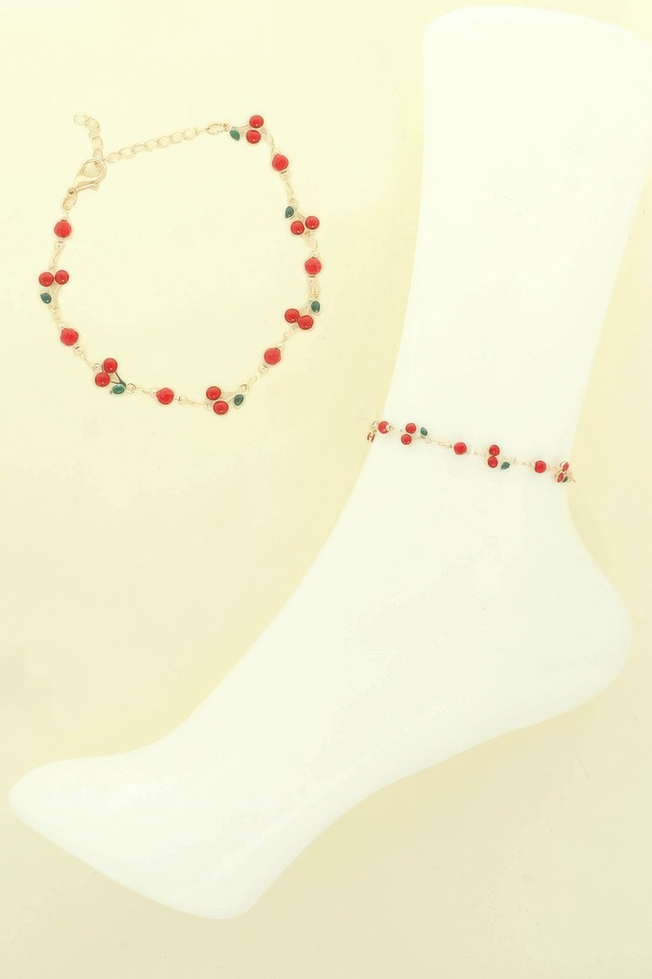 Jeweled Red Cherry Charm Anklet - Tigbul's Variety Fashion Shop