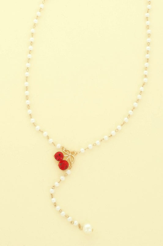 Red Cherry Charm Pearl Necklace - Tigbul's Variety Fashion Shop