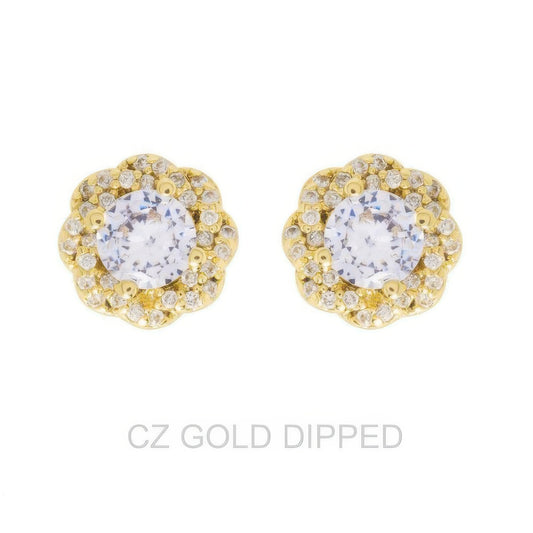 Gold Dipped Cz Twisted Knot Stud Earrings - Tigbul's Variety Fashion Shop
