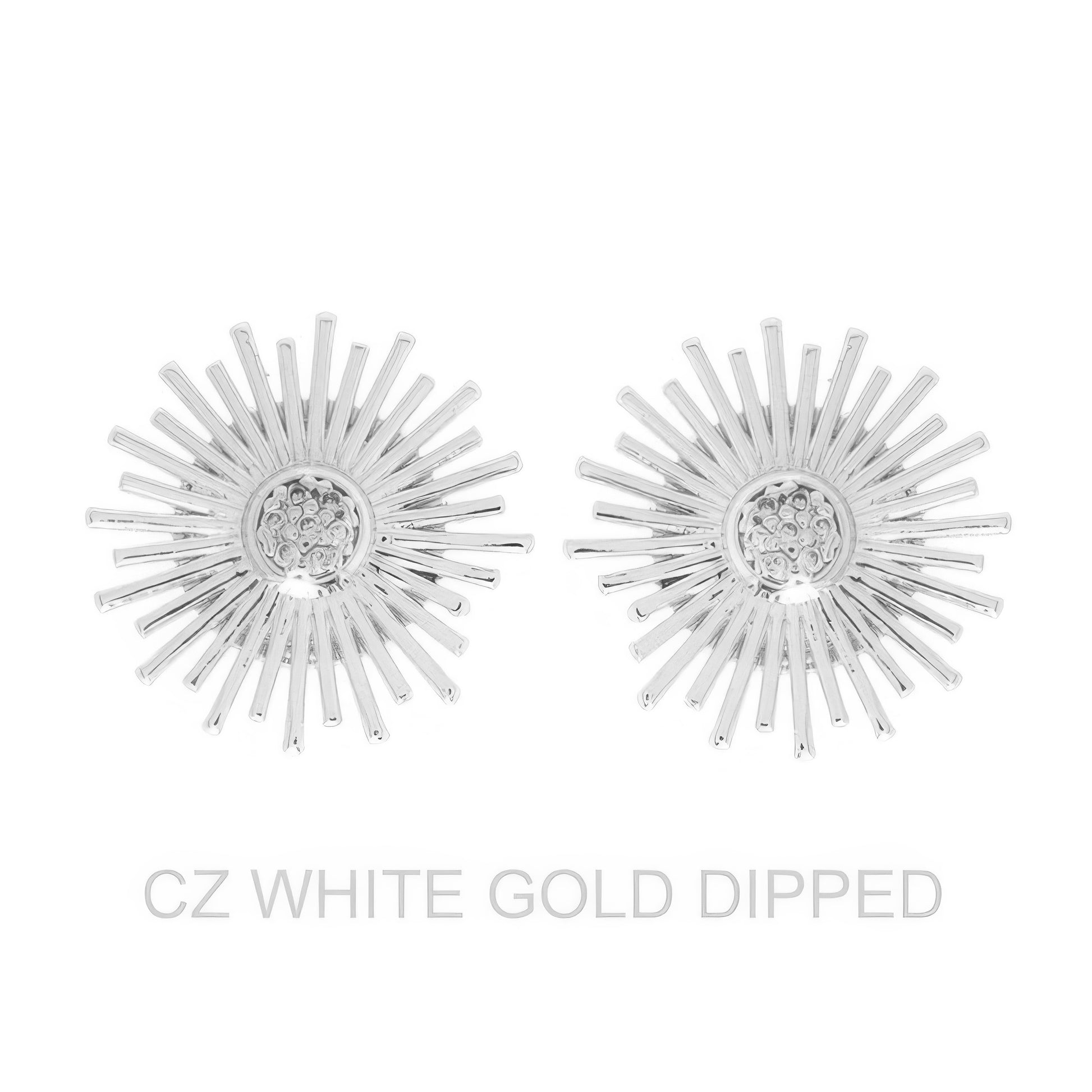 Gold Dipped Cz Shining Sun Drop Earrings - Tigbul's Variety Fashion Shop