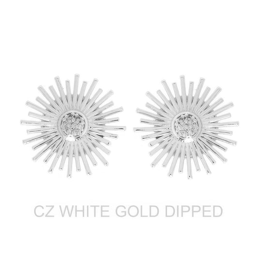 Gold Dipped Cz Shining Sun Drop Earrings - Tigbul's Variety Fashion Shop