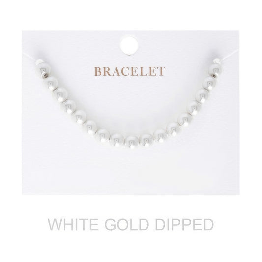 6mm Women's Gold Dipped Pearl Strand Bracelet - Tigbul's Variety Fashion Shop