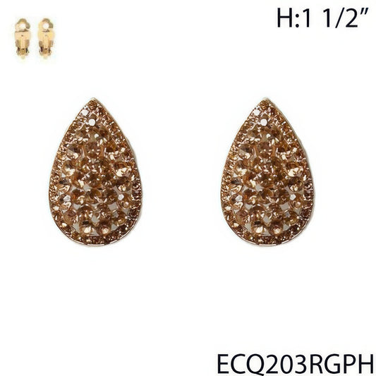 Vintage Styled Rhinestone Teardrop Clip Earrings - Tigbul's Variety Fashion Shop