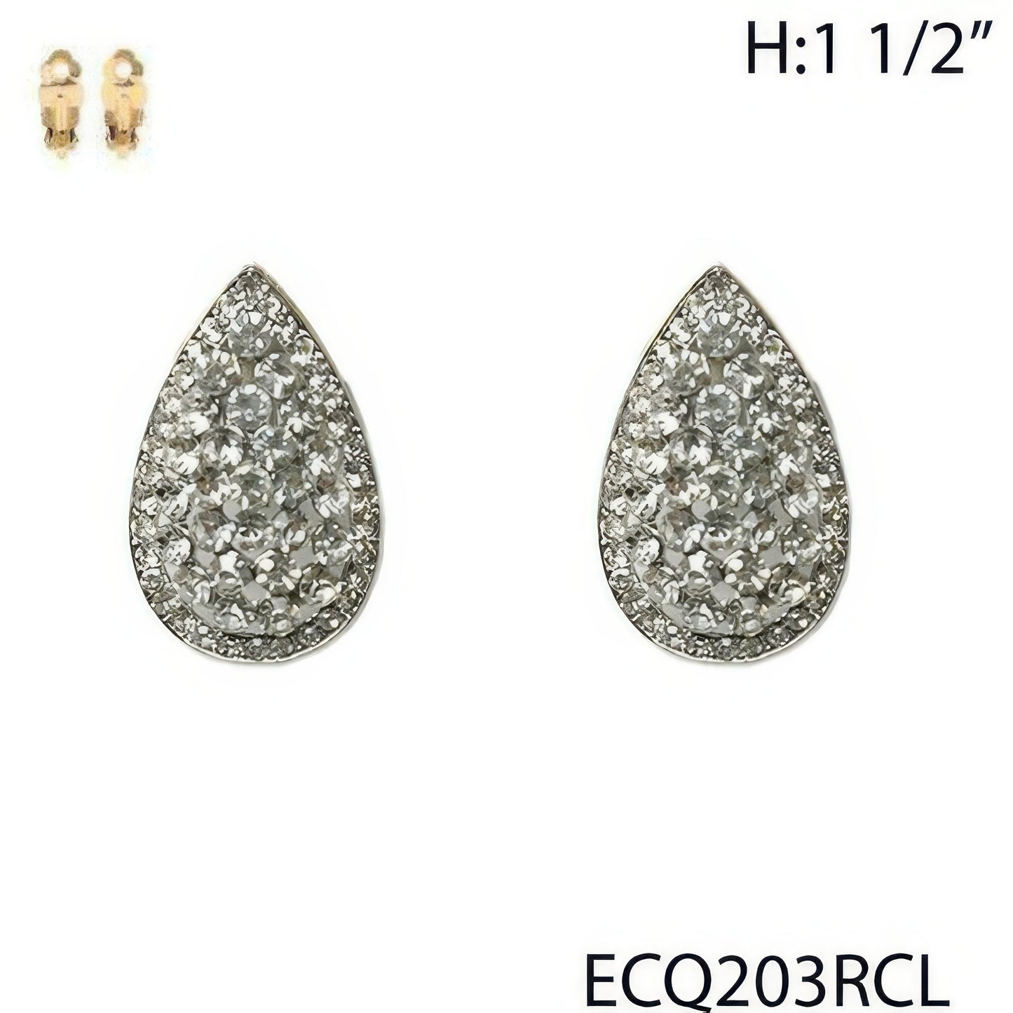 Vintage Styled Rhinestone Teardrop Clip Earrings - Tigbul's Variety Fashion Shop