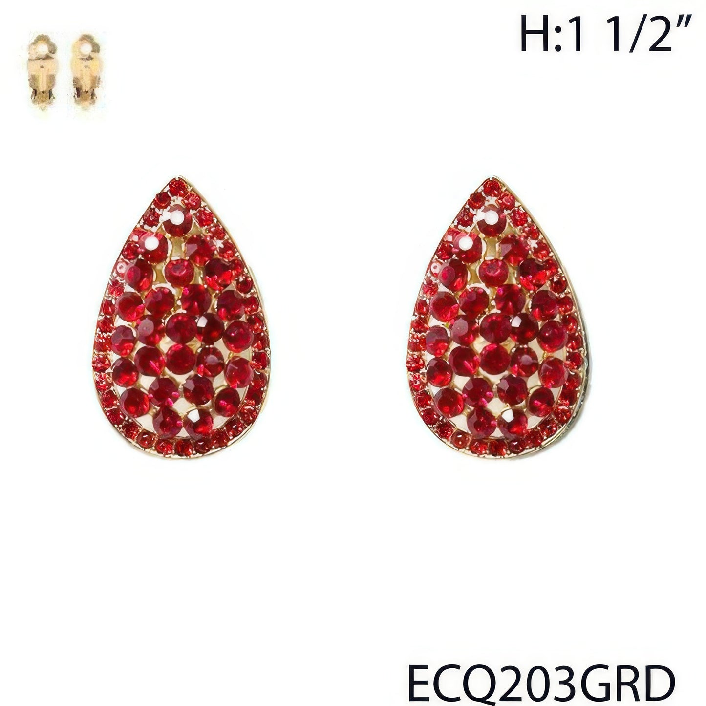 Vintage Styled Rhinestone Teardrop Clip Earrings - Tigbul's Variety Fashion Shop