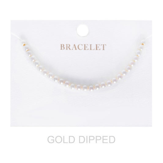 4mm Women's Gold Dipped Pearl Strand Bracelet - Tigbul's Variety Fashion Shop