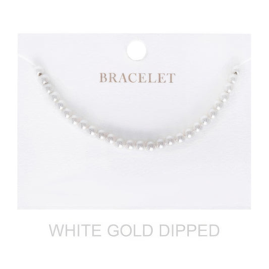 4mm Women's Gold Dipped Pearl Strand Bracelet - Tigbul's Variety Fashion Shop