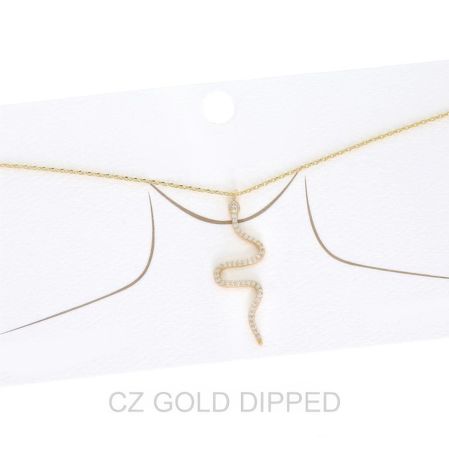 Women's Gold Dipped Cz Pave Snake Necklace - Tigbul's Variety Fashion Shop