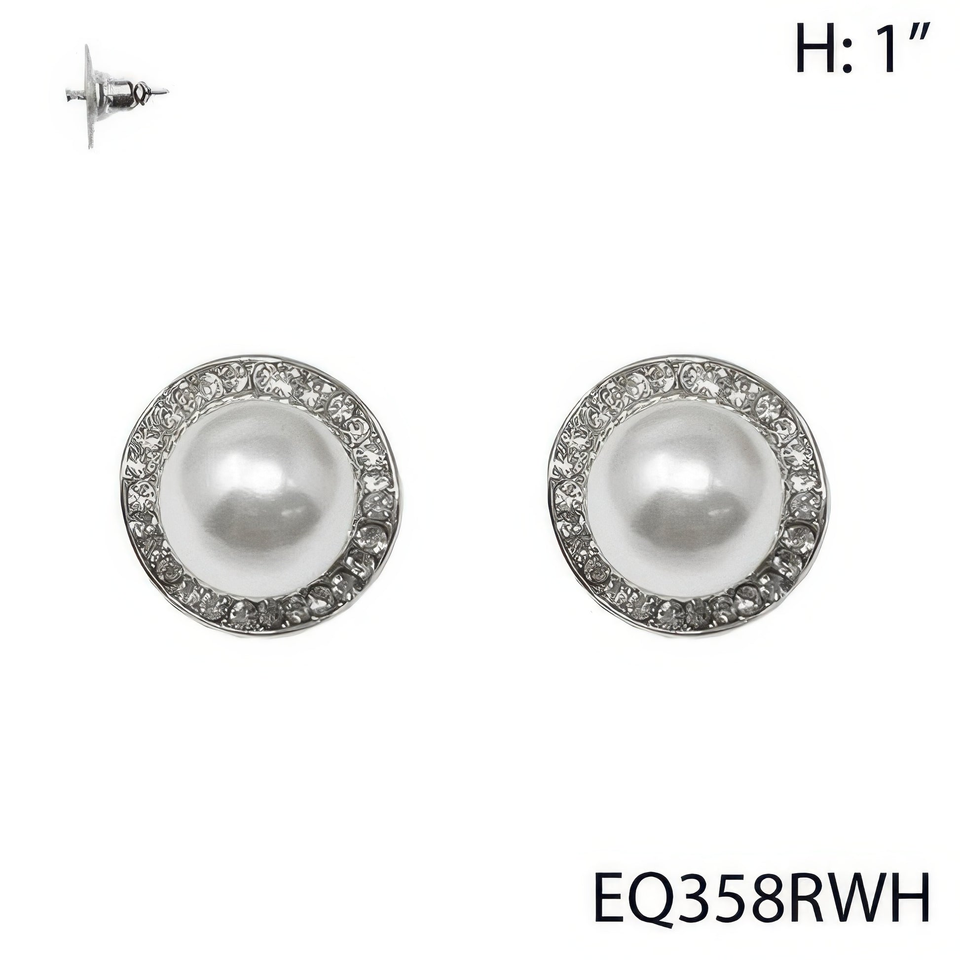 Faux Pearl Rhinestone Halo Stud Earrings - Tigbul's Variety Fashion Shop