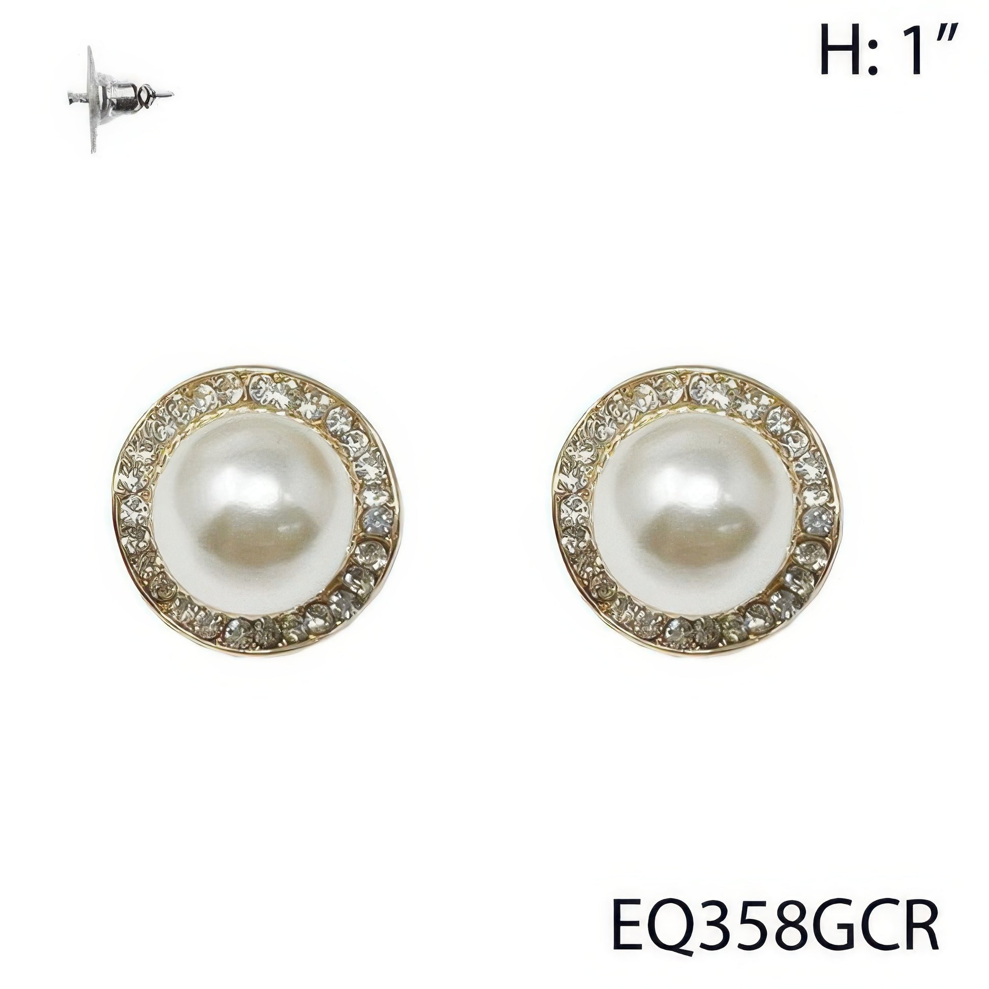 Faux Pearl Rhinestone Halo Stud Earrings - Tigbul's Variety Fashion Shop