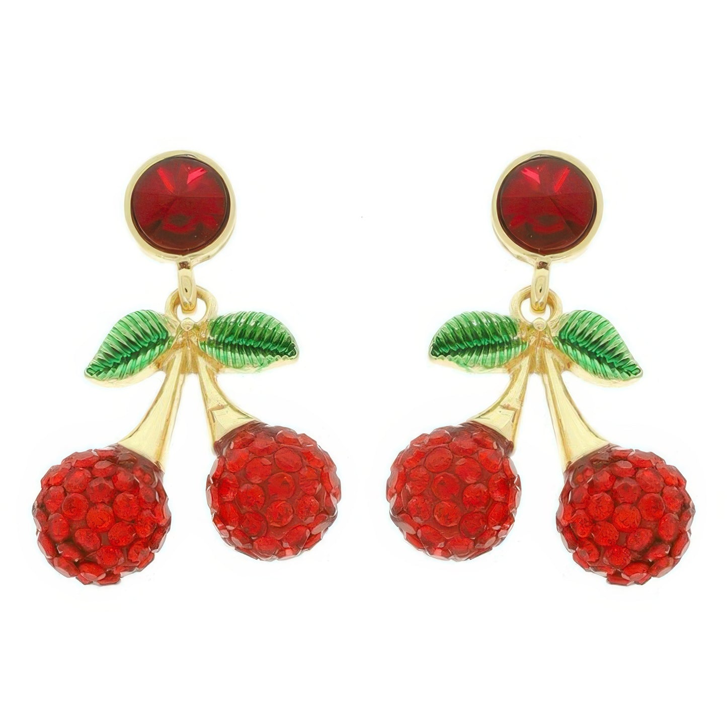 Jeweled Red Cherry Post Earrings - Tigbul's Variety Fashion Shop