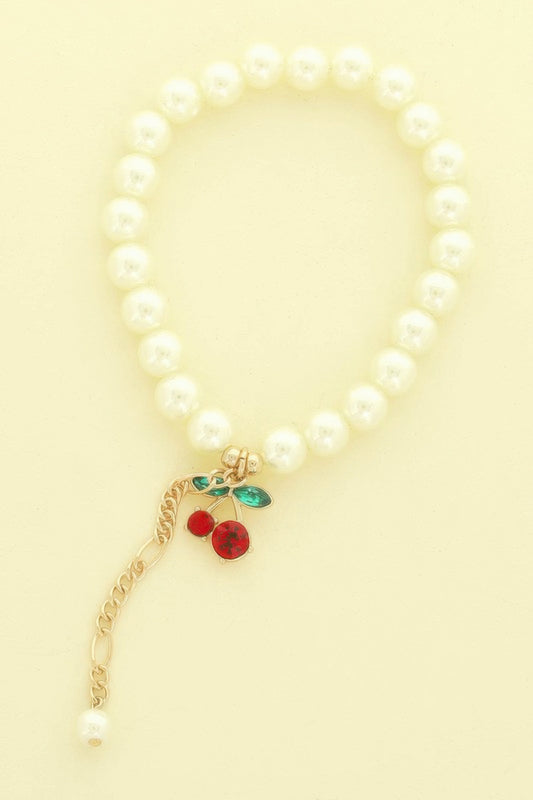 Jeweled Red Cherry Charm Bracelet - Tigbul's Variety Fashion Shop