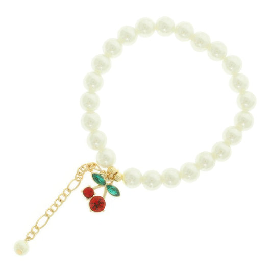 Jeweled Red Cherry Charm Bracelet - Tigbul's Variety Fashion Shop