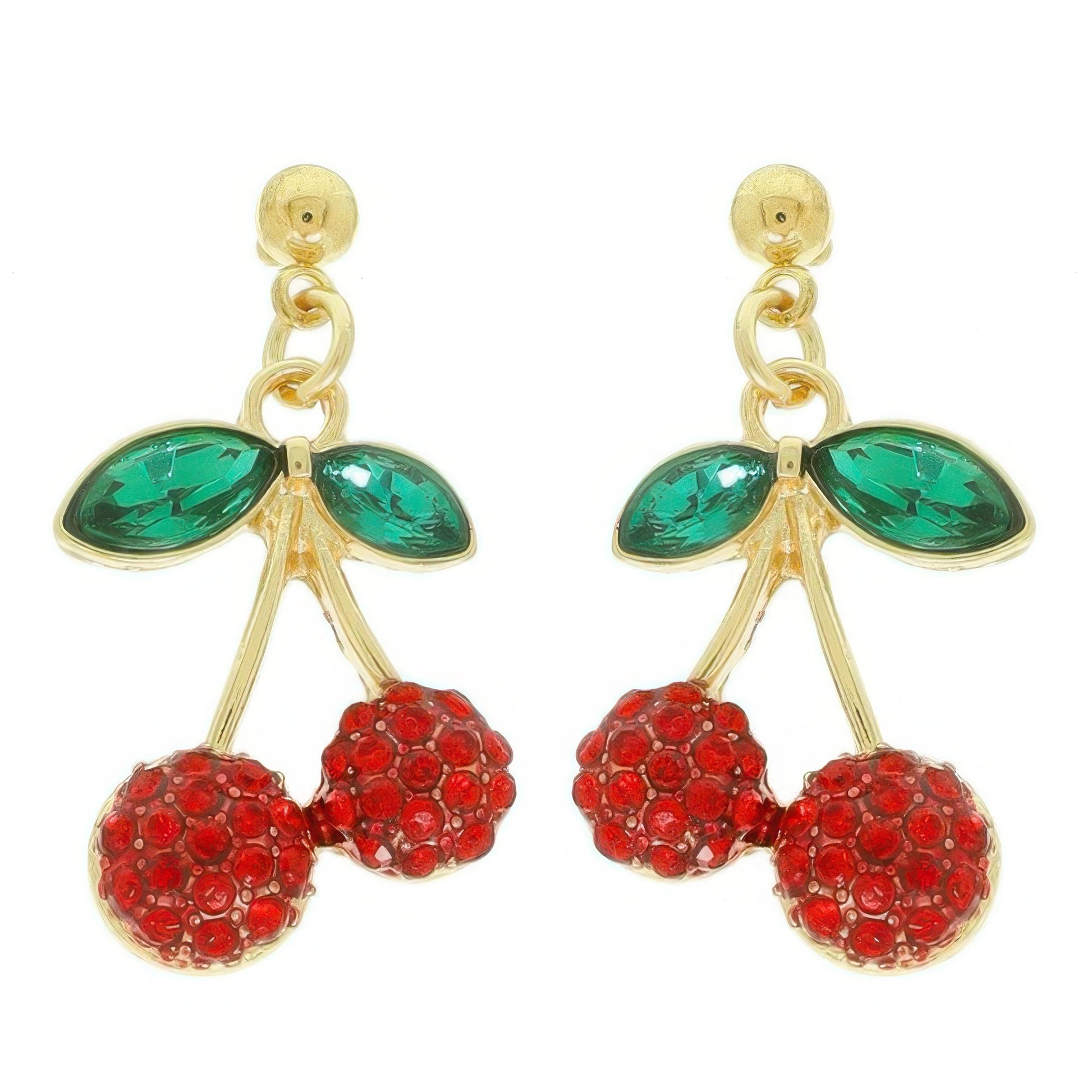 Jeweled Red Cherry Post Earrings - Tigbul's Variety Fashion Shop