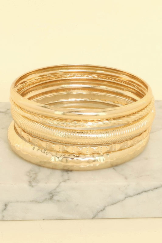 5pc Multi Stacked Bangle Bracelet Set - Tigbul's Variety Fashion Shop