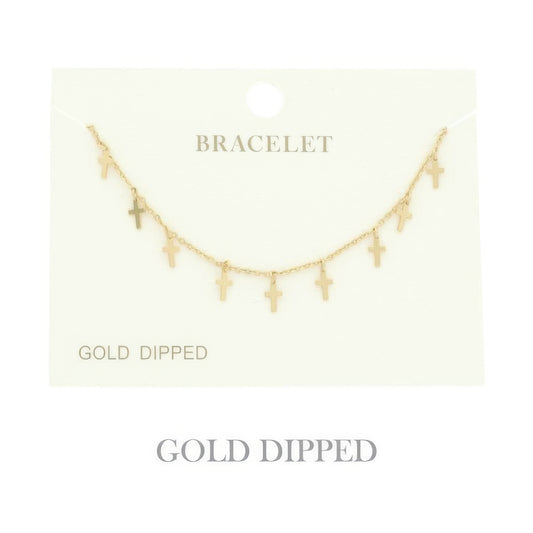 Gold Plated Cross Charm Bracelet - Tigbul's Variety Fashion Shop