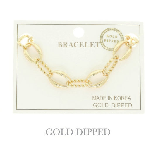 Gold Plated Textured Chain Bracelet - Tigbul's Variety Fashion Shop